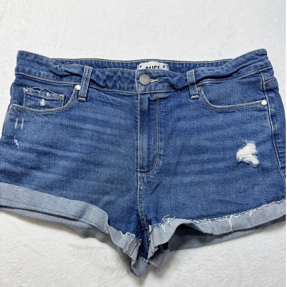 PAIGE Jimmy Jimmy Denim Shorts Distressed Cuffed Blue Indie Sleaze Womens Sz 30